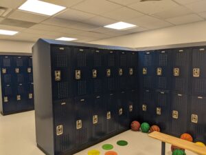 Vented blue double tier lockers