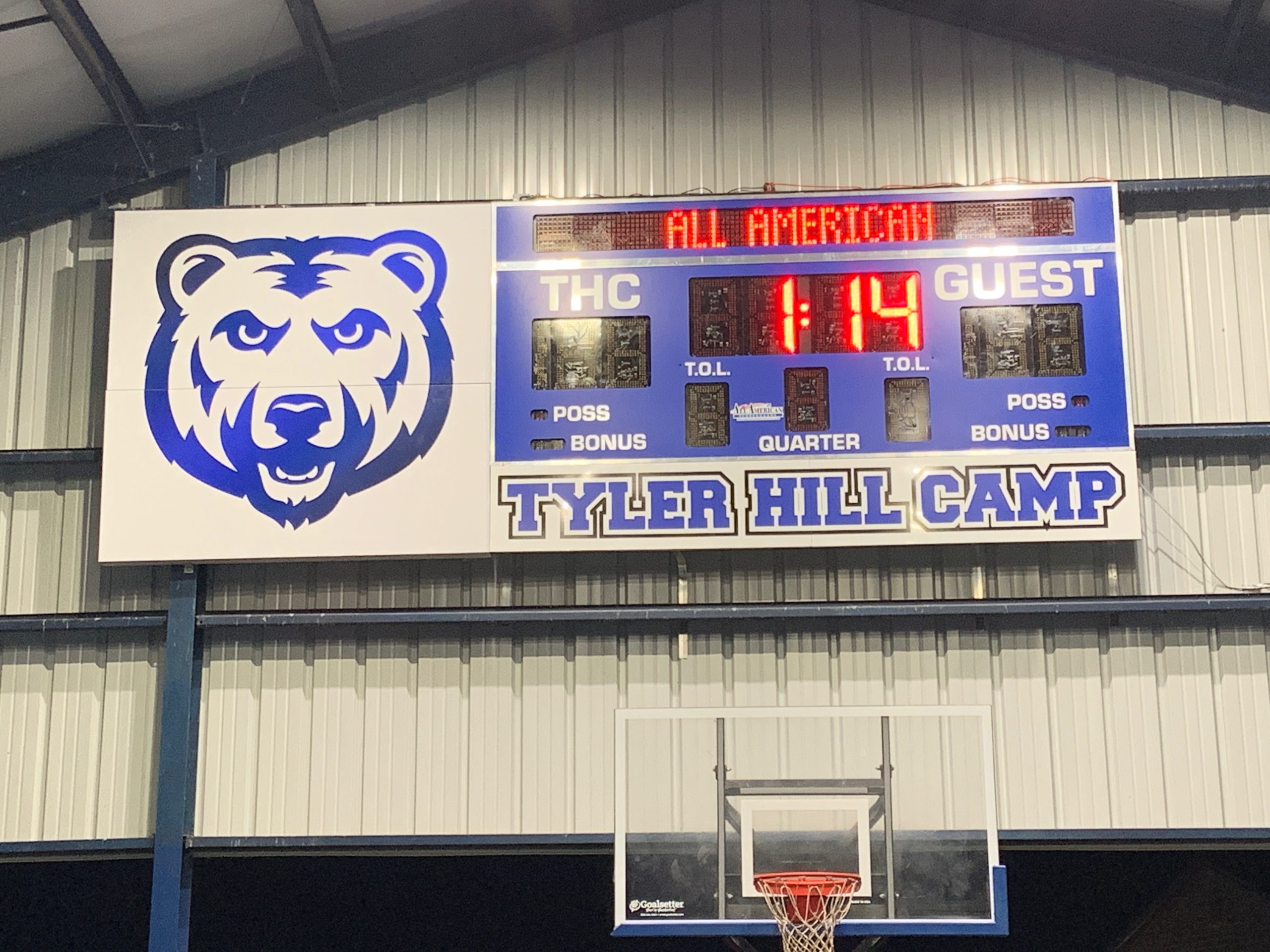 A scoreboard for Tyler Hill Camp